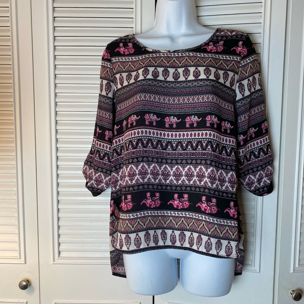 Elephant fun patterned 3/4 sleeve